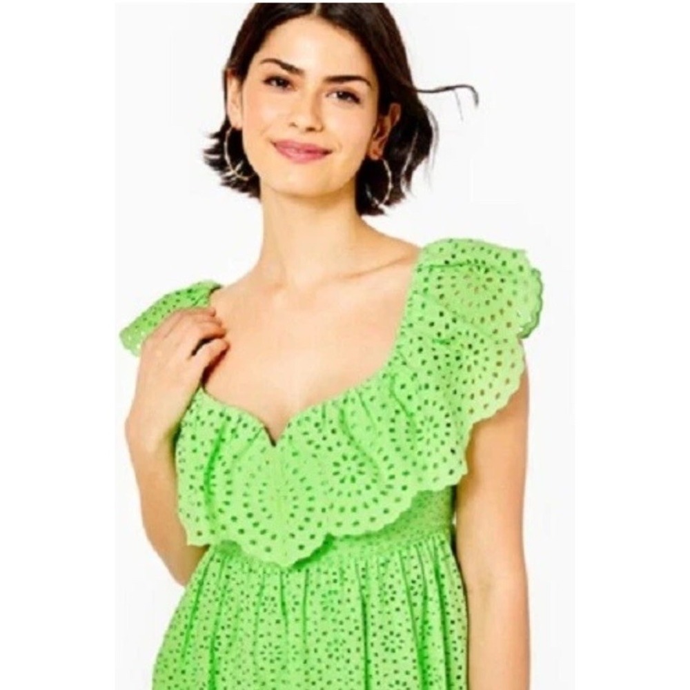 $238 Lilly Pulitzer ASTERIA DRESS Cabana Green Daisy Dreams EYELET 8 Dress - Picture 3 of 16